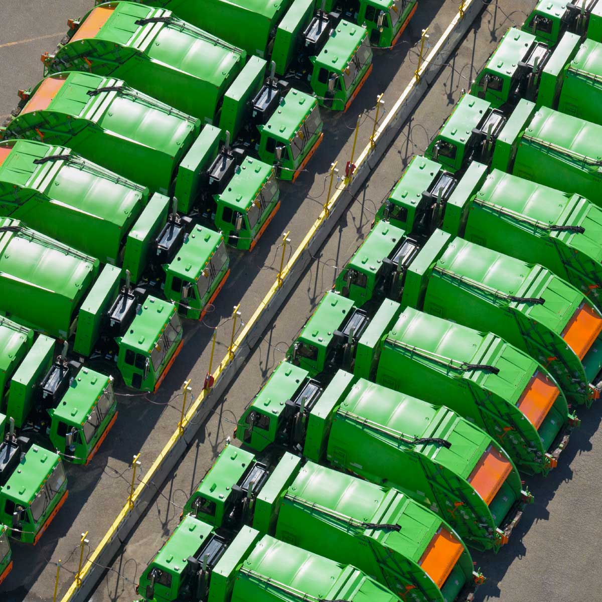 fleet of garbage disposal trucks